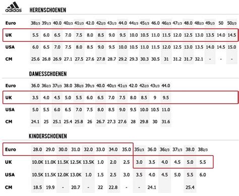 schoenmaat nike adidas|adidas schoenenmaat overzicht.